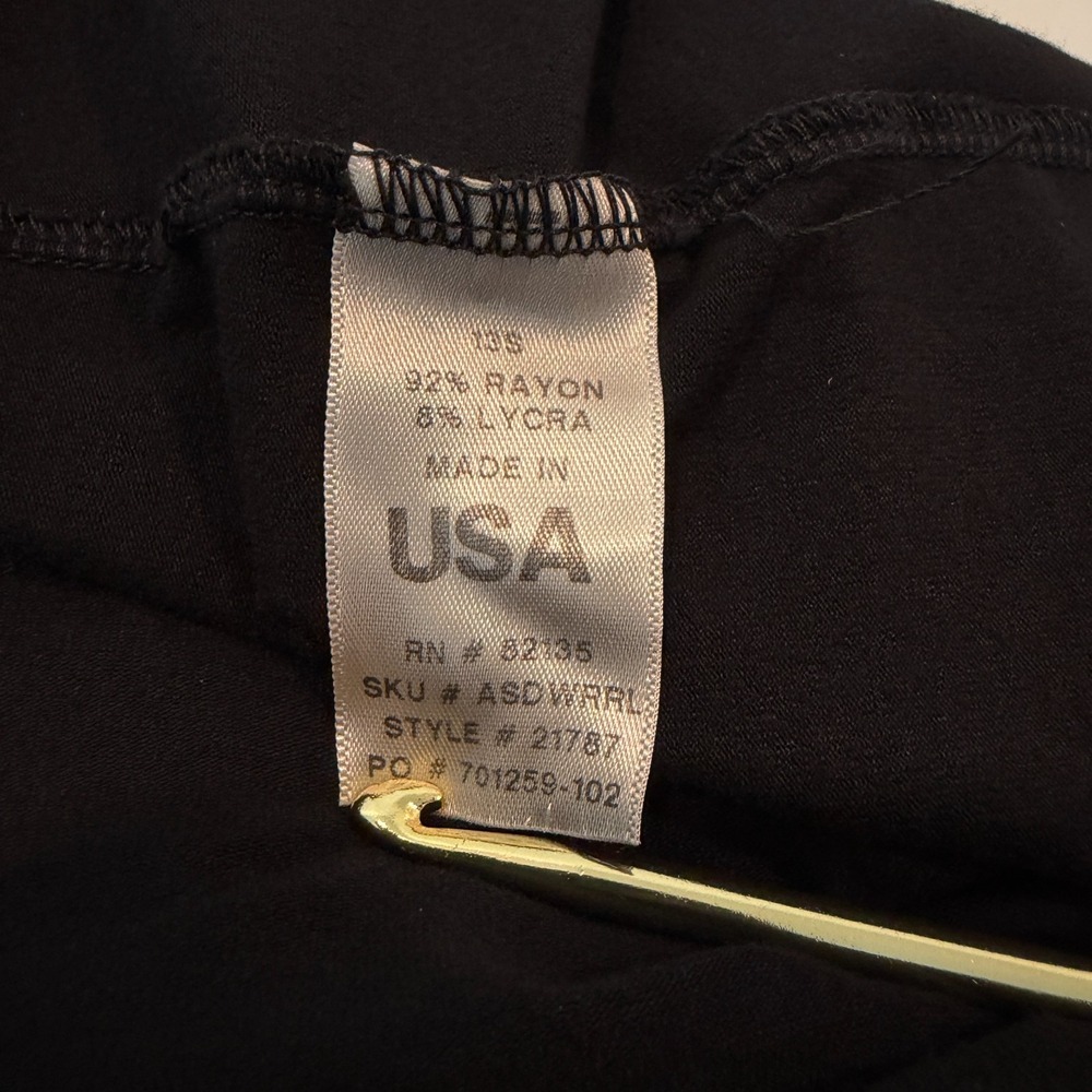 Fresh Produce Women's Black Faux Wrap Dress Size L USA Ruched Stretch Minimalist - Picture 7 of 7